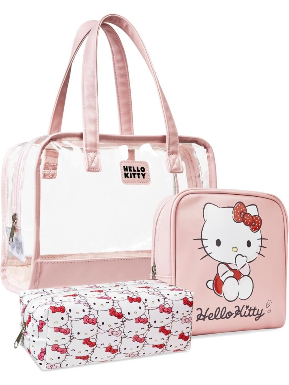 Kawaii 3-Piece Makeup Bag Set for Girls & Teens - Cute Sanrio Style Organizer